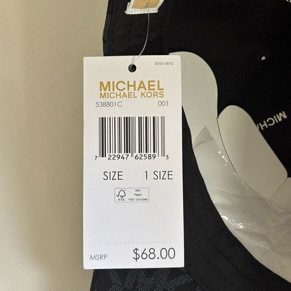 Michael Kors Signature MK Logo Canvas Baseball Cap One Size BLACK/GREY NEW main image 5